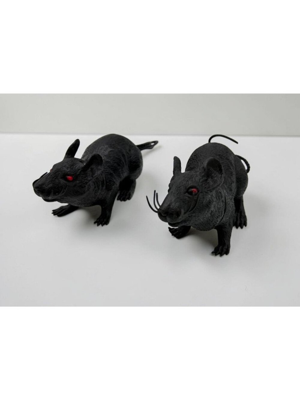 Halloween Black Rats Squeaks Creepy Decor Red Eyes Realistic Design Rodents